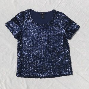H&M Blue Sequin Top